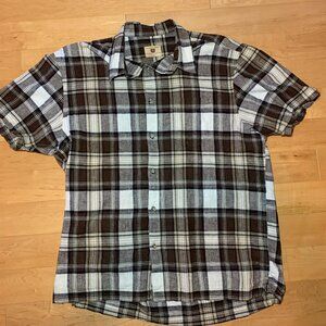 Like new brown plaid Haggar men's shirt sleeve shirt